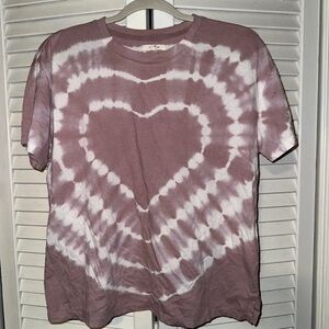 Maurices Mauve and White Heart Tie-Dye Tee